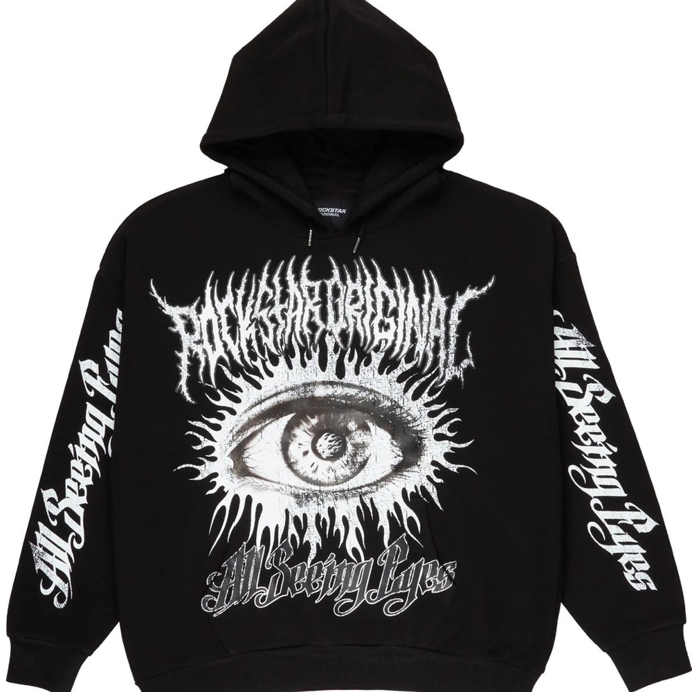 Rockstar Original All Seeing Eyes Black Graphic Hoodie